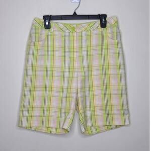 EP Pro green white pink plaid golf shorts - 10